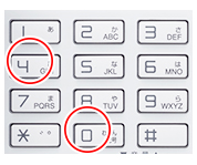 ビジネスフォン電話機のダイヤル「4」「0」をを押すイメージ
